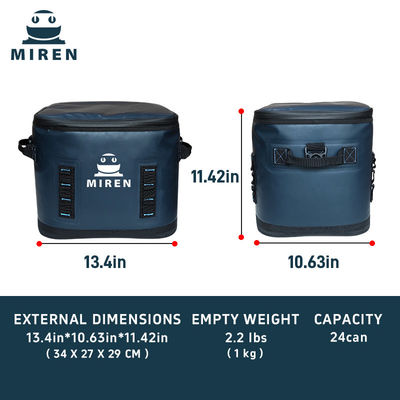 De rits is een 14 liter vierkante hopper koeler met een lekvrije bekleding die tot 24 blikken bier bevat!